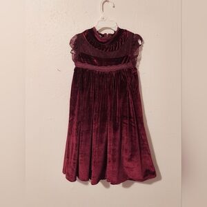 Elegant Burgundy Velvet Kids Formal Dress
